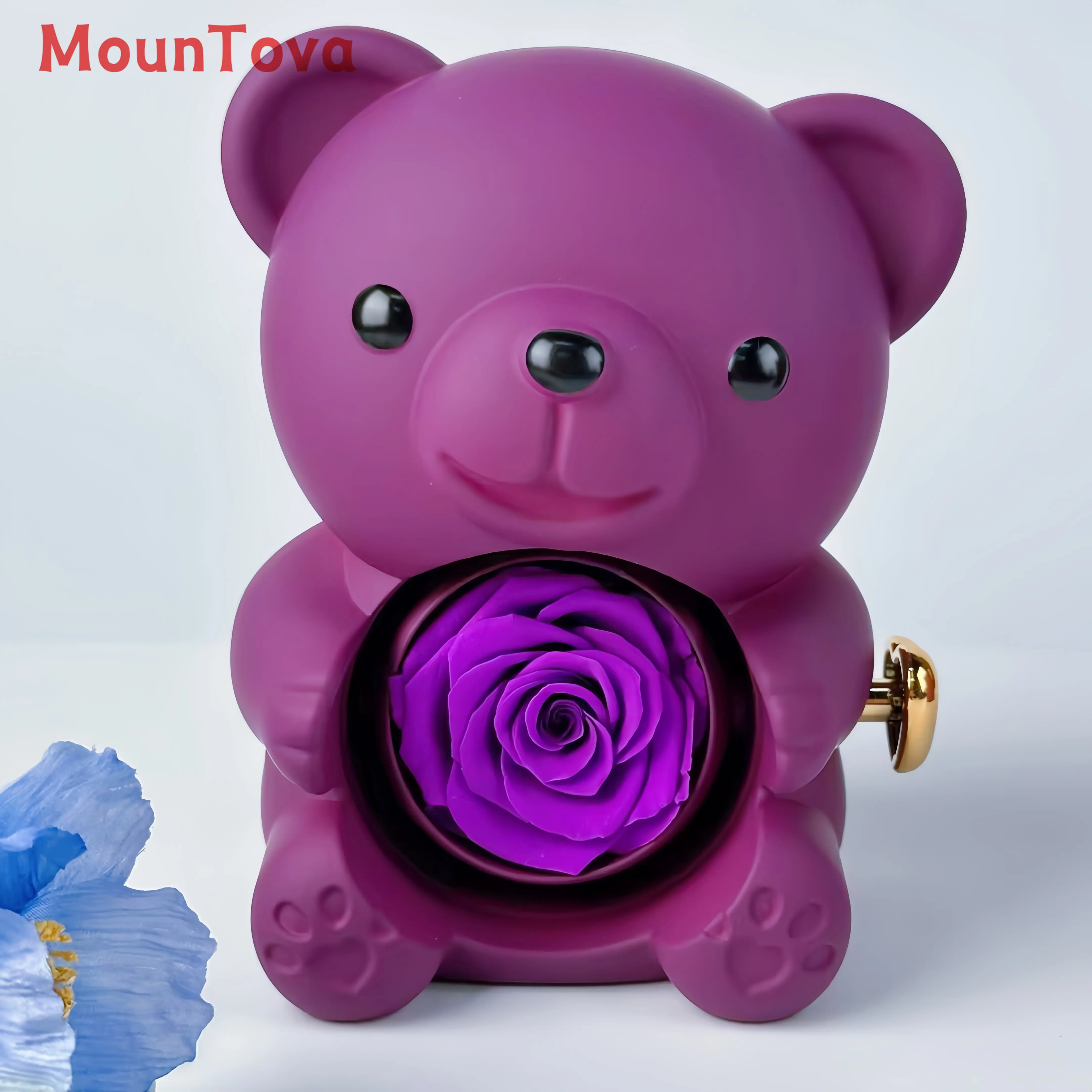 Birthday/Anniversary/Festival Gift  Eternal Flower Hug Bear Jewelry Box./Gift for Mother/Gift for Girlfriend/Gift for Best Friend