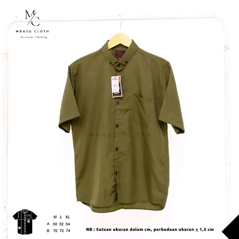Kemeja Pria Polos Lengan Pendek Bahan Katun Baju Casual Distro Cowok Keren Formal 0