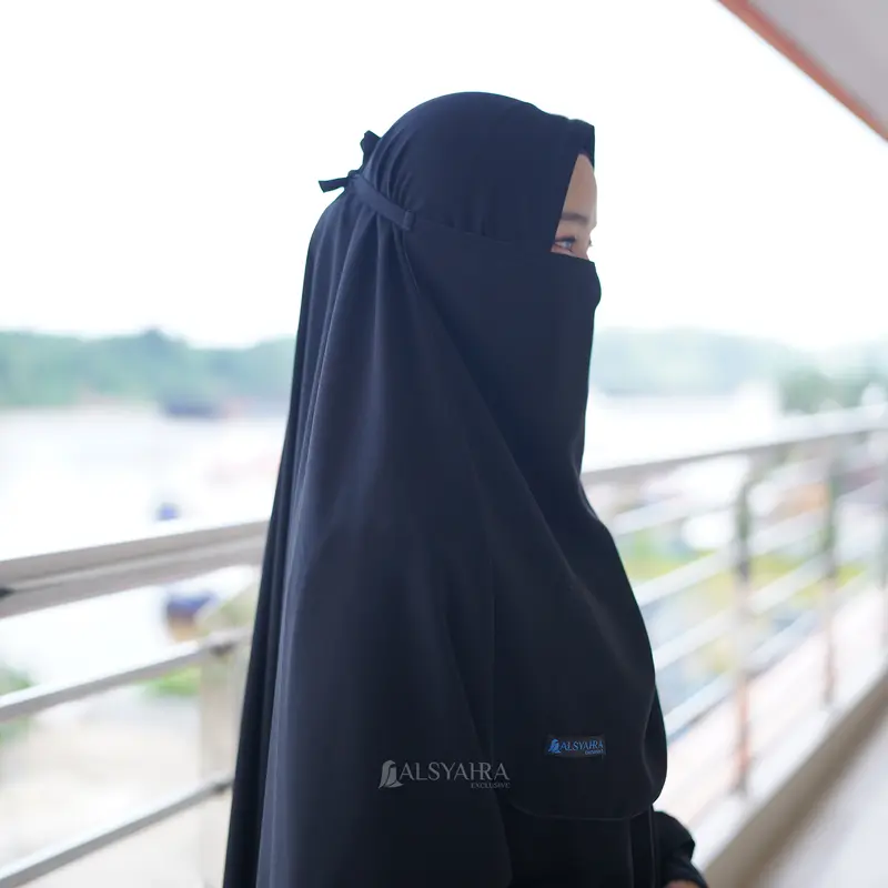 Cadar Tali Jetblack Alsyahra Exclusive Hitam Pekat Muslim Instan Safety 7