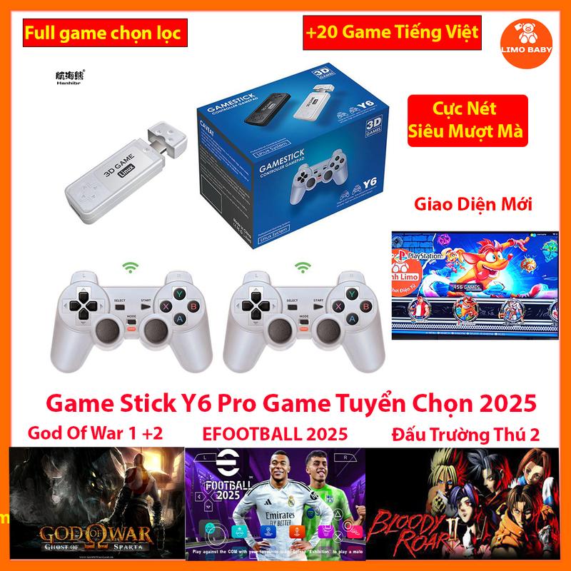 Game Stick Y6 Pro 3D Phiên Bản Mới 128GB Cài 5000 Game Siêu Nét- Game chọn lọc cực hay - 2 Tay Cầm Chất Lượng Cao May Choi game Hdmi Full Hd