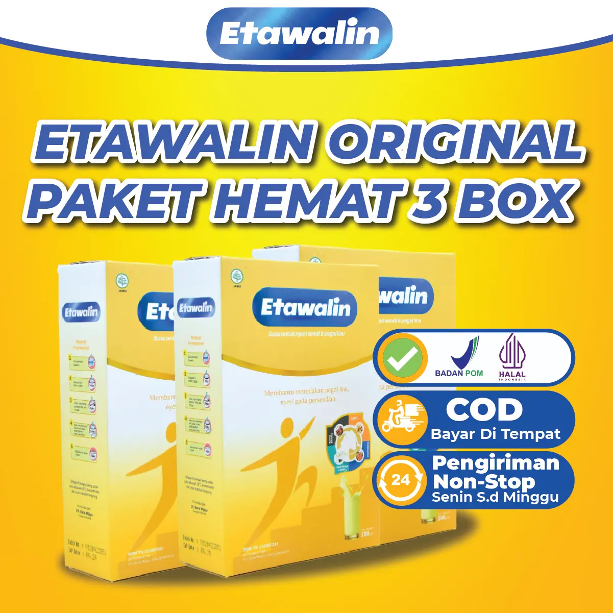 Susu Etawalin Asli Original Official Paket 3 Box Etawalin Susu untuk Sendi Tulang Halal BPOM