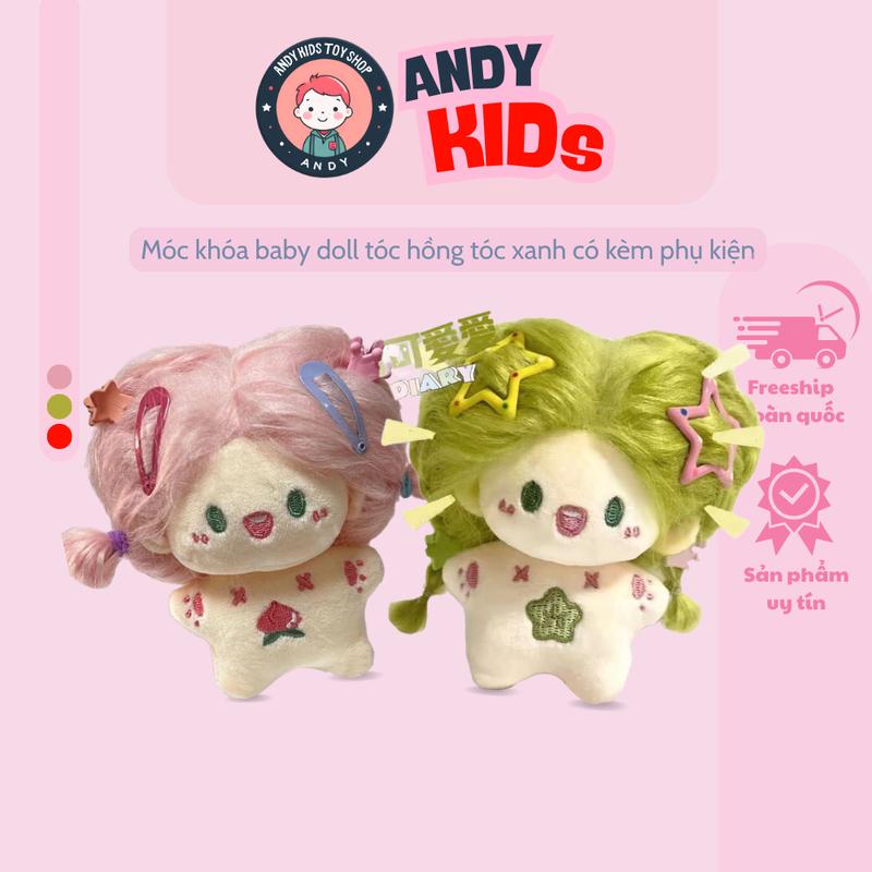  Búp bê nhồi bông mini Doll 10cm ANDY KIDS móc khóa hình cô gái tóc xù đáng yêu sáng tạo đồ lưu niệm Móc Chìa Khoá Móc Khoá Women 