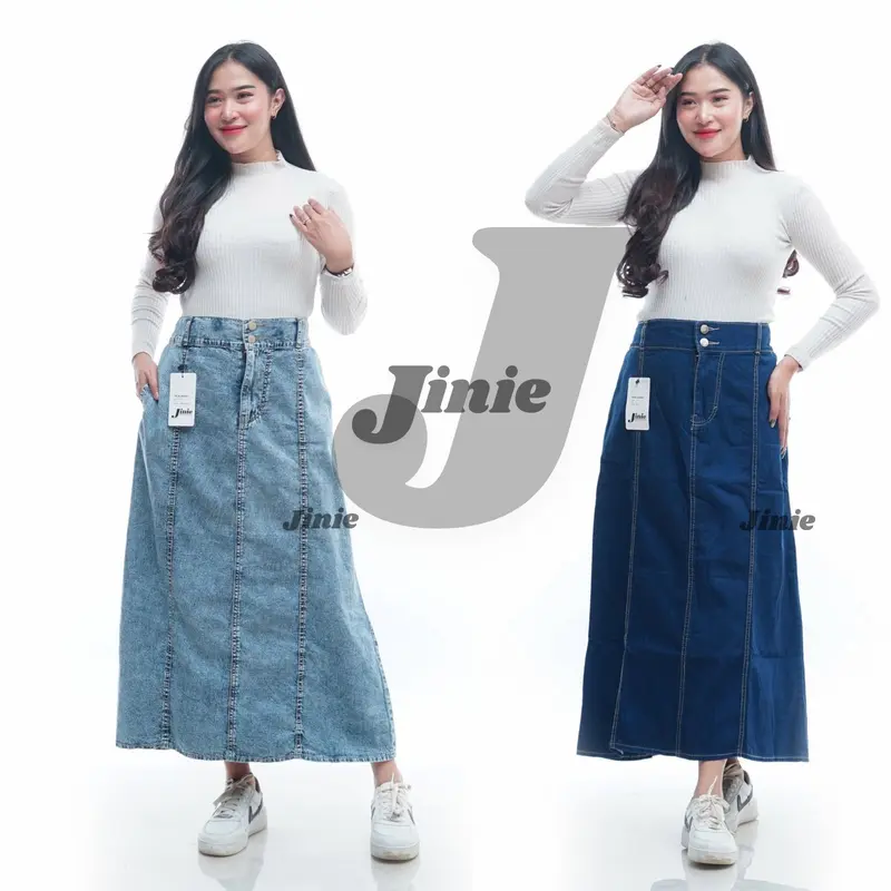 Rok Jeans A-Line Panjang Highwaist Dewasa Standar Sampai Jumbo 0