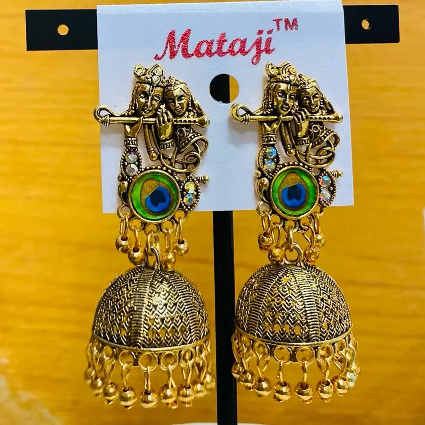 Hk  018 beautiful earrings with stone work Radha Krishna