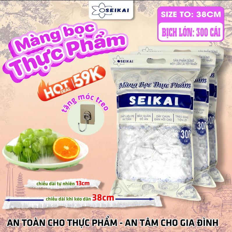   BÁN CHẠY-HÀNG LOẠI 1  Túi Màng Bọc Thực Phẩm SEIKAI cao cấp hàng loại 1  Treo Tường Dạng Rút An Toàn Tiện Lợi Có Chun Co Dãn Đa Chiều Siêu Dai Chất Liệu PE Dày Bền Chống Bay Mùi Giữ Mới Thực Phẩm MangBocThucPhamCoGian  MBTP  