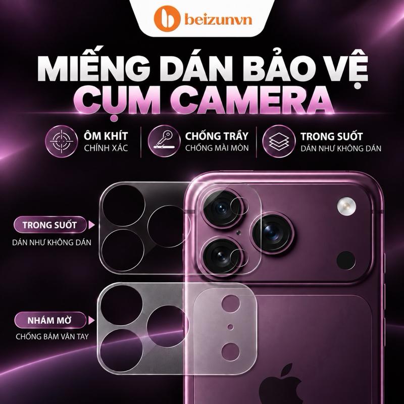 COMBO 2 Miếng dán bảo vệ Viền Camera cho Iphone 18 Promax 18 Pro 17 Promax 17 Pro 17 Air ppf chống trầy xước