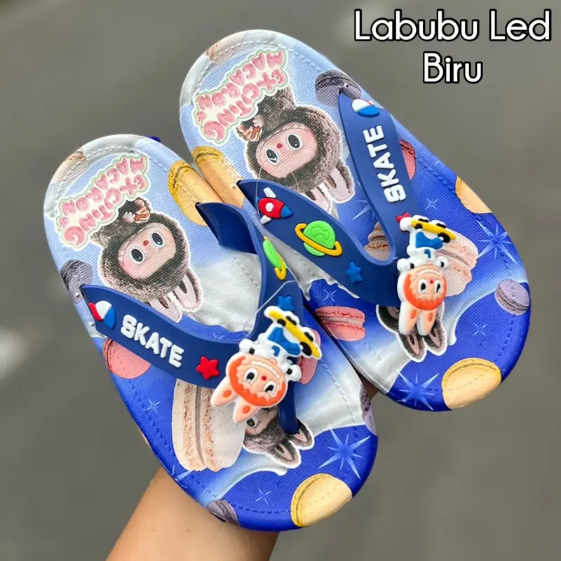 SANDAL JEPIT ANAK LED LABUBU LAMPU MENYALA KELAP KELIP LAKI LAKI PEREMPUAN SEO  Fashion  Karet 1