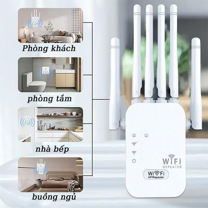  Bộ mở rộng sóng WIFI Repeater 4 râu tốc độ cao ĐỔI ĐƯỢC TÊN VÀ MẬT KHẨU WIFI thiết bị khuếch đại và mở rộng sóng wifi không dây sóng  xung củ  wifi 