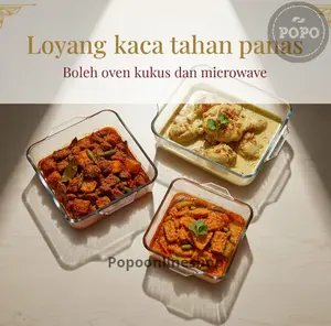 Piring Loyang Kaca Bake Borosilica Oval, Kotak, Persegi Panjang Bulat