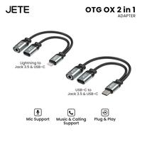 Gambar OTG Converter JETE OX 2 in 1 Adapter Splitter Lightning Type C Male to Type C & Audio Jack 3.5mm AUX Female Fast Charging Connector Music Call - OTG OX 2 in 1 TypeC to Audio Jack3.5 + TypeC dari Doran Gadget Official Kota Administrasi Jakarta Pusat 1 Tokopedia