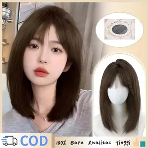 Wig Wanita Full Kepala 45cm Wig Rambut Sebahu Rambut Wig Wanita Korean Style