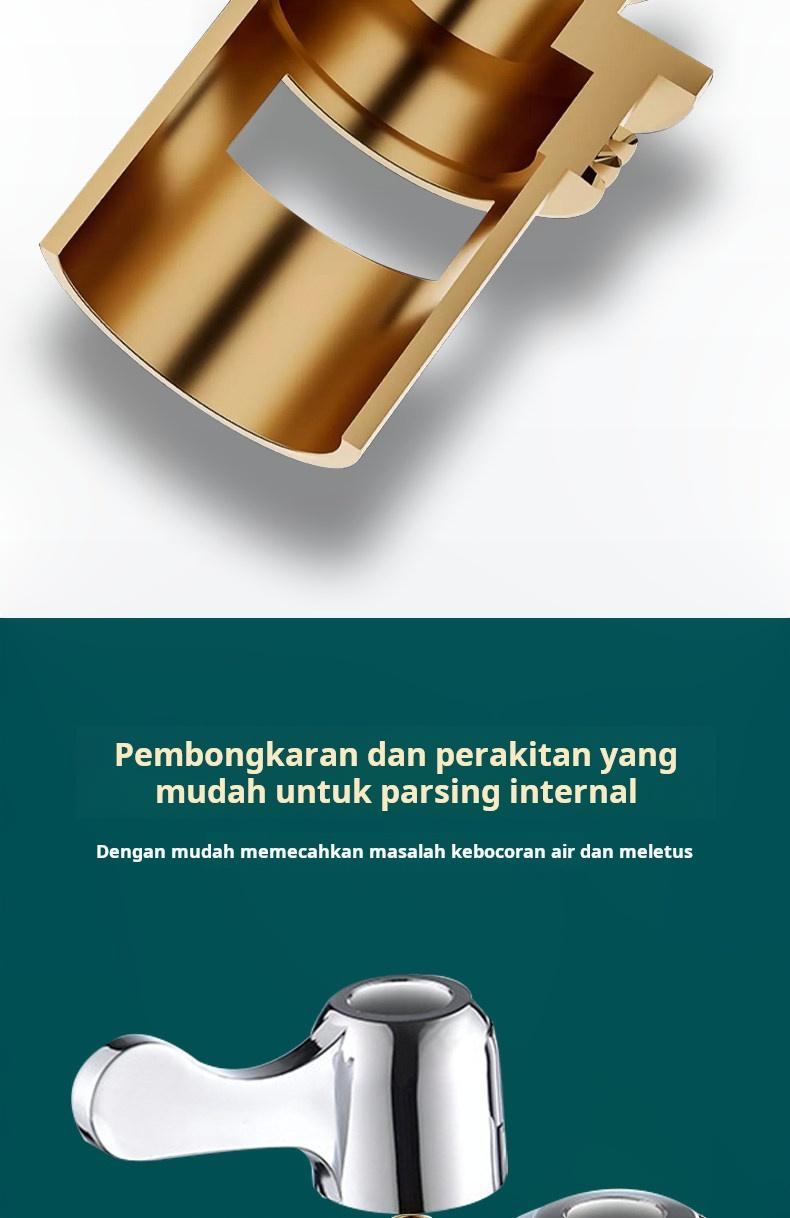 Fitting anti bocor keran universal berbahan tembaga murni, katup sudut, keran air dingin tunggal, inti katup tembaga dapur, pegangan.