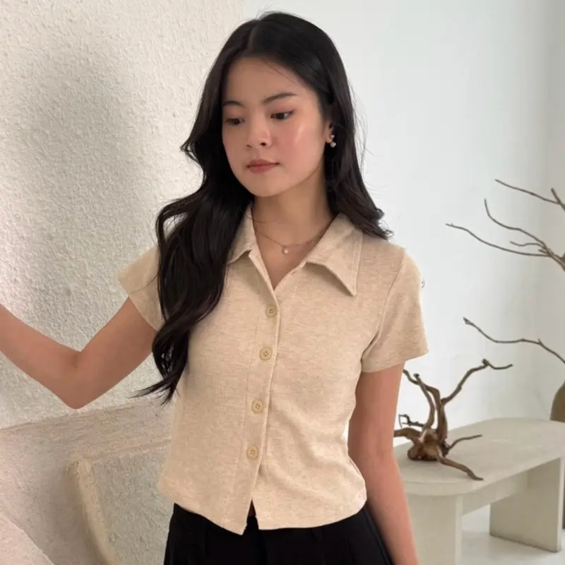 Jane Top | ZOELA | Baju Atasan Rib Knit Wanita Berkerah Lengan Pendek 8