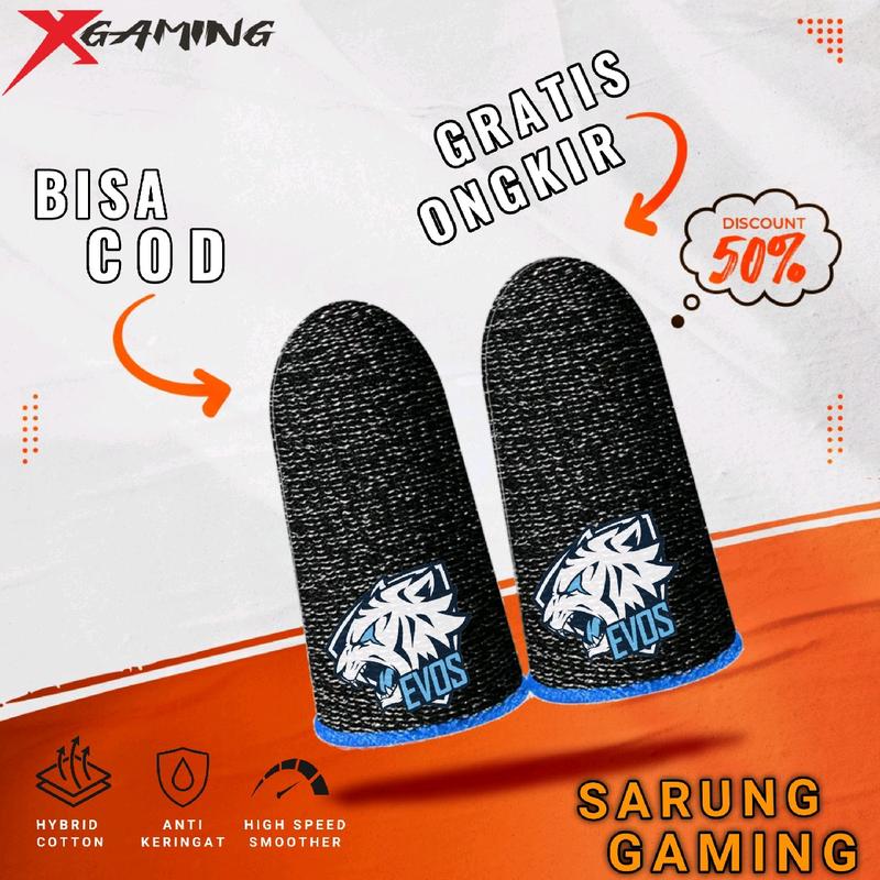 GRATIS BOX MINI - Sarung jempol Game ff Evos Gaming Anti Keringat Basah Super Sensitif Premium 2