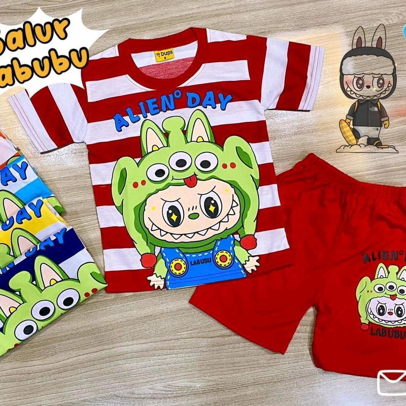 Setelan Anak Bubu Kaos dan Celana BerSablon 1-10 Tahun - Parsel, Laki Laki Perempuan - Cowok Travel Blue 0