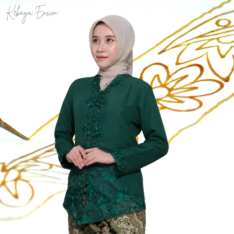 Kebaya Encim Bordir Modern Putih Bordir Warna Lengan Panjang Wisuda Kondangan Kantor Modern Pesta 5