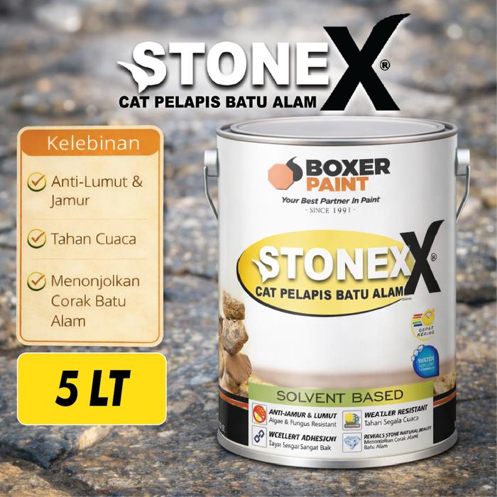 Gambar Cat Pelapis Batu Alam STONEX Solvent Based (5 lt) - Clear Gloss dari Boxer Paint Official Store Kab. Sidoarjo Tokopedia