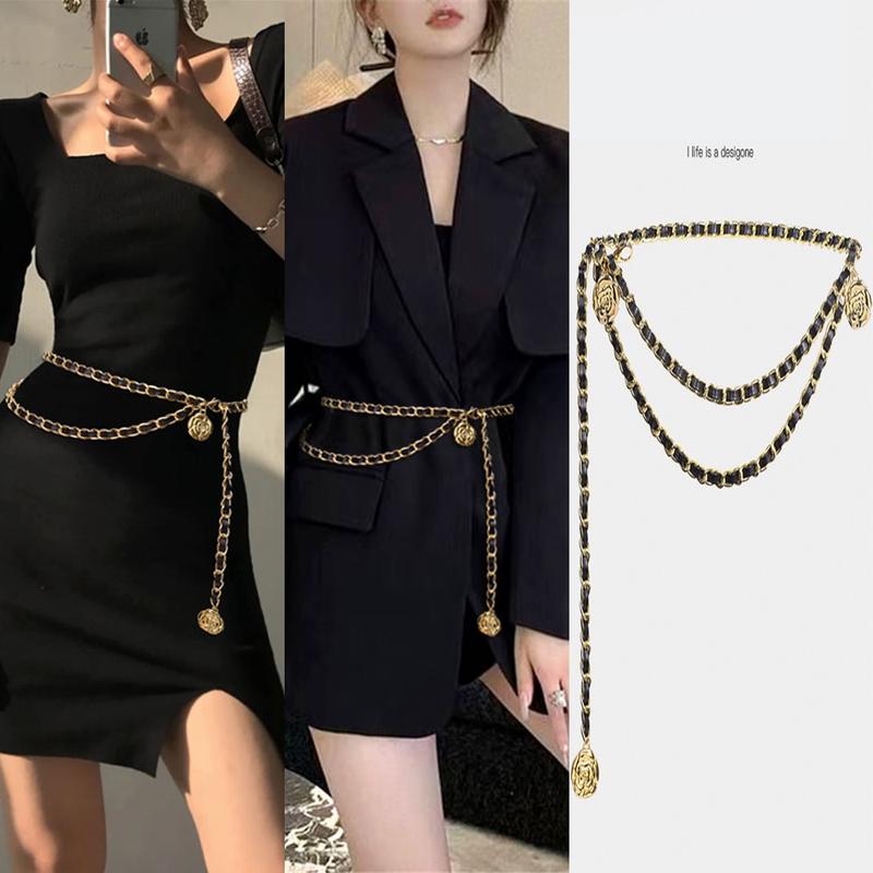 Thắt Lưng Dây Xích Mỏng Hoa Trà Thanh Lịch Cho Bé Gái Thắt Lưng Thời Trang Dự Tiệc Phụ Kiện Túi Thích Hợp Cho Bộ Đồ Váy