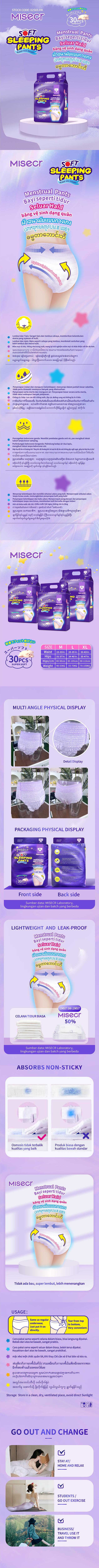 Celana Menstruasi Wanita 30 Pcs M/L/XL Anti Bocor! Lembut Nyaman Tidur Malam untuk Nifas & Periode Celana Menstruasi Wanita 30 Pcs M/L/XL Anti Bocor! Lembut Nyaman Tidur Malam untuk Nifas & Periode