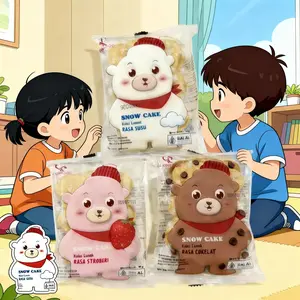 KEXIN Pengiriman Langsung Hari Ini Ready Stock Snow Cake Tiga Rasa Kue Mangkuk Lembut Kue Sandwich Beruang Lucu Camilan Sehat HALAL Persediaan Cukup