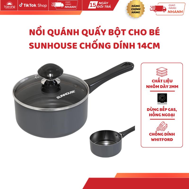 Nồi quánh quấy bột chống dính KHÔNG TỪ Sunhouse MP14x - 14cm chính hãng, giá tốt bảo hành 12 tháng có tặng quà GIA DỤNG TAEANG