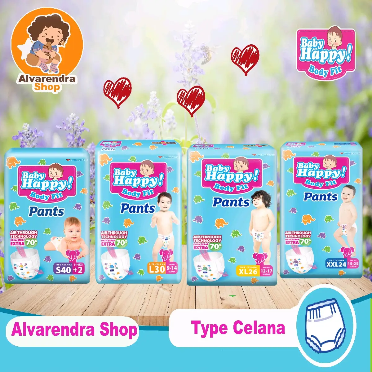 Baby Happy Pants S40 / M34/ L30 / XL26 / XXL24 Bayi Popok Diapers