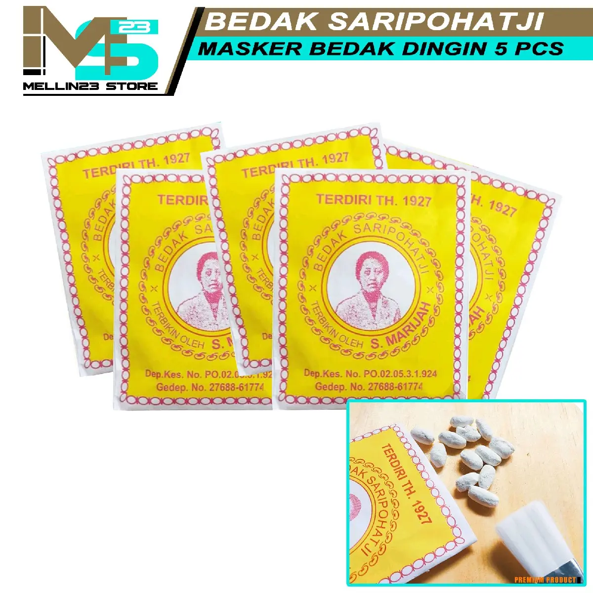 bedak saripohatji bedak masker dingin original asli ciamis /5 pcs bedak dingin mencerahkan memutihkan wajah isi 5 pcs