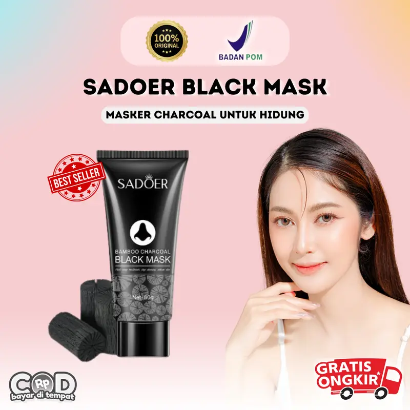 SADOER CHARCOAL Black Head Remover Bamboo Charcoal Black Mask Peel Off Komedo Masker Pembersih Hidung Tanpa Iritasi Treatment 0