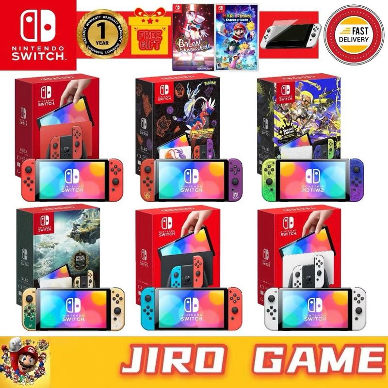 Nintendo Switch OLED Pokemon / Splatoon 3 / Zelda Tears Of Kingdom / Mario Red Edition / White / Neon [Free Tempered Glass + 1 Year Warranty]