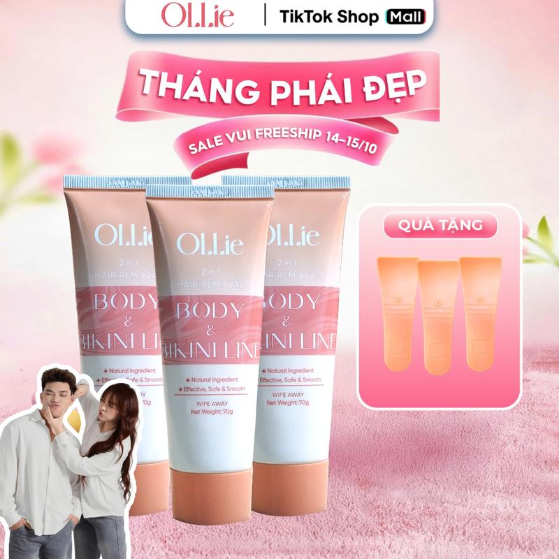 [HỜI_KHÔNG DƯỠNG] - KTL230 COMBO 3 OLLIE Kem Tẩy Lông Body Nam Nữ, Hỗ Trợ Tẩy Lông Nhanh Chóng dành cho bà bầu Tặng 3 Que Gạt wax bkn kemtaylong