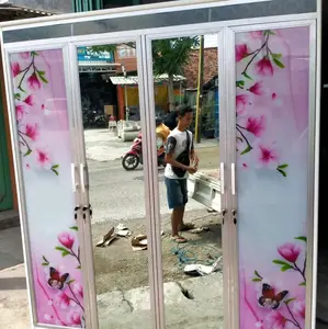 LEMARI ALUMINIUM 4 PINTU MODEL 2 GANTUNG + 2 SAP (PO 3 HARI)