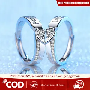 Cincin Hati Bertuliskan FOREVER LOVE – Cincin Pasangan S925 Perak Murni, Ukuran Dapat Disesuaikan, Cocok untuk Lamaran, Pernikahan, Ulang Tahun, Pria & Wanita​