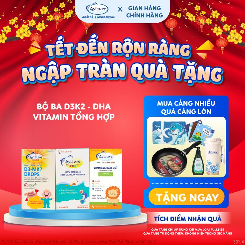 D3K2-Mk7 DHA vitamin và khoáng chất cho bé - Avisure multivitamin 20ml lọ Avisure D3Mk7 30ml lọ Avisure DHA lọ 30ml hỗ trợ bổ sung D3Mk7 DHA vitamin và khoáng chất thiếu yếu cho bé