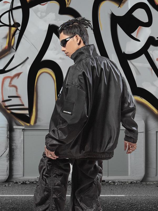 Áo khoác chần bông nam nữ DAVIES thêu nổi màu đen form rộng, dù kháng nước Label Cotton-Padded Jacket local brand 2