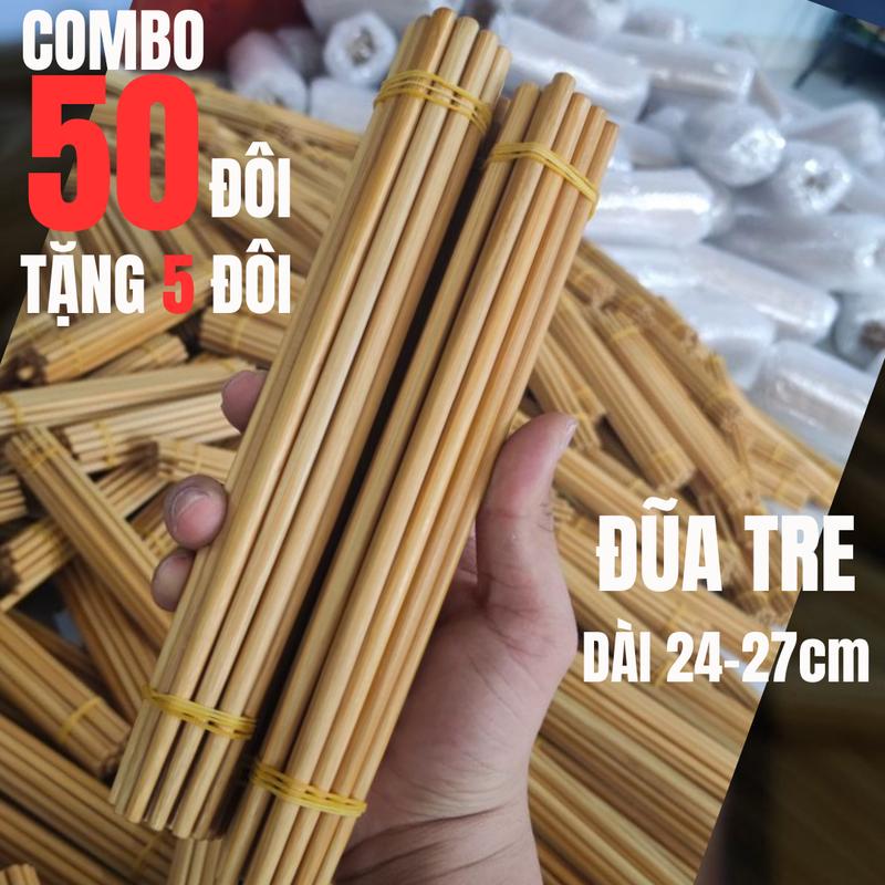 COMBO 50 ĐÔI TẶNG 5Đ ĐŨA TRE CẬT GIÀ DÀI 24-27CM- BỀN ĐẸP, AN TOÀN, KHÔNG CONG VÊNH, KHÔNG MỐC