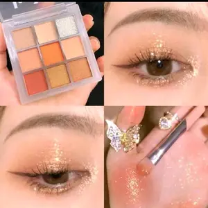 EYESHADOW PALETTE 9 WARNA GLITER + KUAS 5//09//9