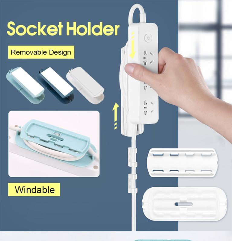 Product Introduction of Self Adhesive Power Strip Holder Fixator Socket Mount Extension Socket Fixer Cable Management Wire Organizer Wall Mount Cable Plug Socket 0