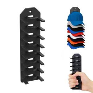 Estante para almacenar gorras de béisbol grueso y duradero, montado en la pared vertical ahorra espacio, para 8 gorras, sin requerir herramientas, material de plástico resistente