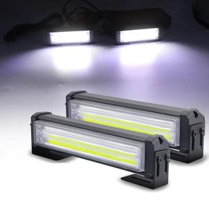 トラック用COB LED点滅ライト、車用グリル警告ランプ、ルーフアラートライト、ユニバーサル（12V/24V対応）、複数の点滅モード、アルミ部品