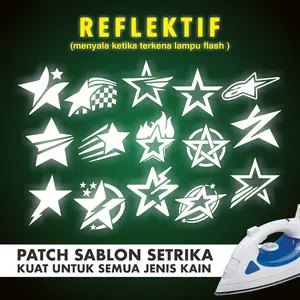 SABLON Setrika POLYFLEX Reflektif ORNAMEN DESAIN / Iron PATCH Bintang Emblem Logo Setrika / cetak print DTF POLYFLEX Bordir menyala Baju