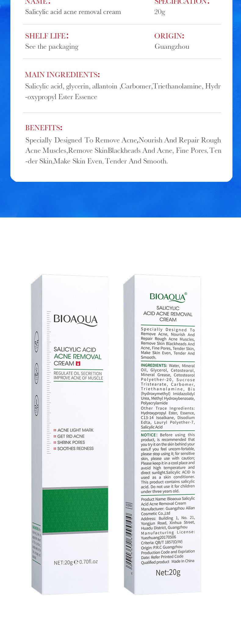 Product Introduction of BIOAOUA Salicylic Acid Acne Cream 20g Skincare 7