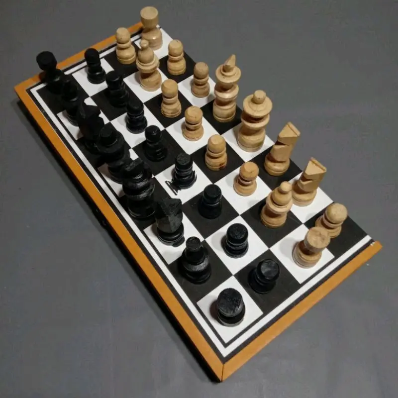PAPAN CATUR KAYU UKURAN BESAR 50X50 LENGKAP