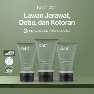[AFFILIATOR CHOICE : KAHF BUNDLE 3IN1 PAKET FACIAL WASH] Triple Pack Face Wash 100 ml - Sabun Cuci Muka Pria Brightening, Acne, Oily, Comedo, Sensitive Skin - Wajah Glowing, Jerawat Hilang, Bebas Minyak