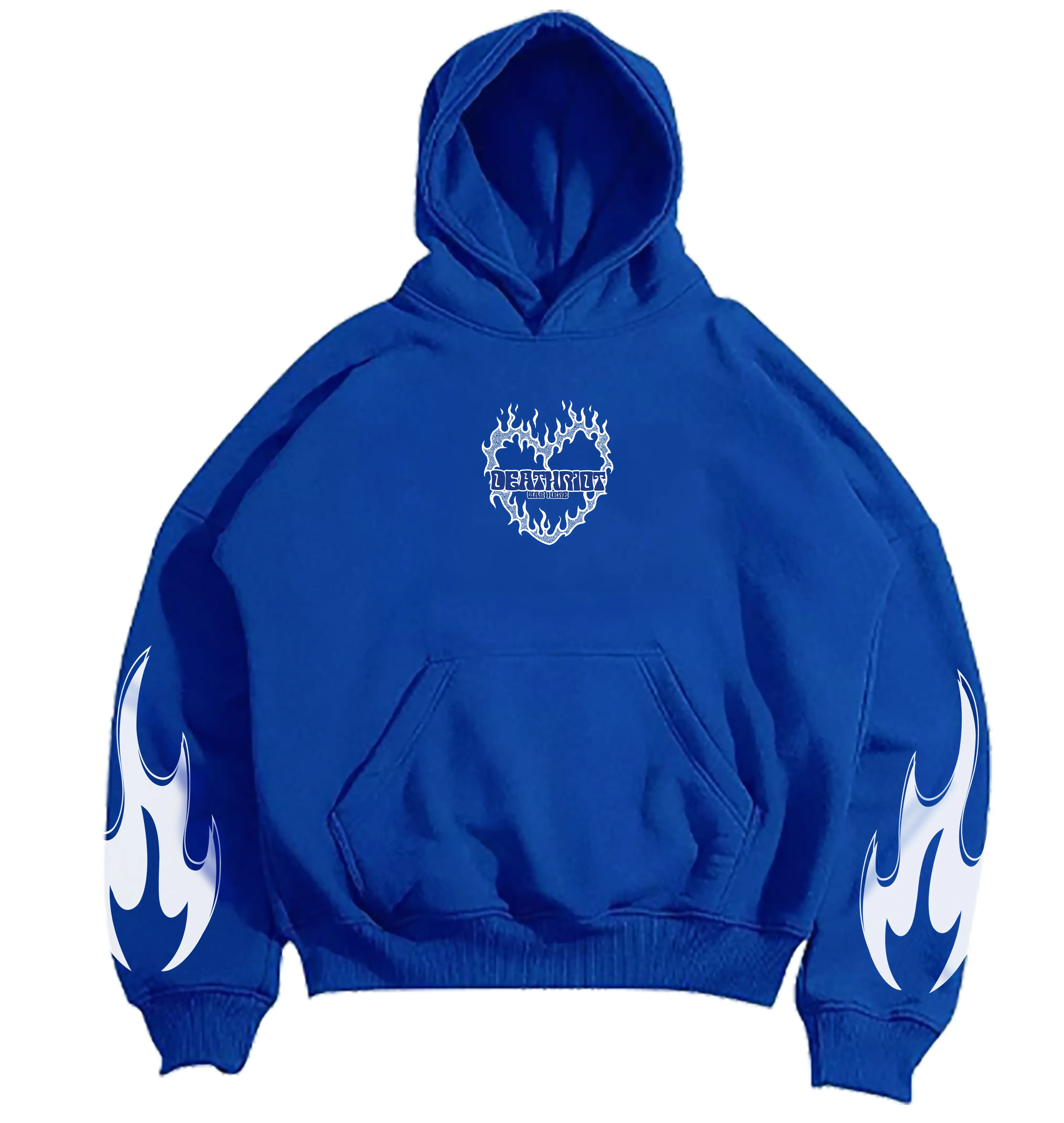 DTRT - Hoodie Pria Boxy Biru Fit Tangan Oversize Sweater Fleece Tebal Original Sablon Printing Skena Jumper Distro - Free Gift