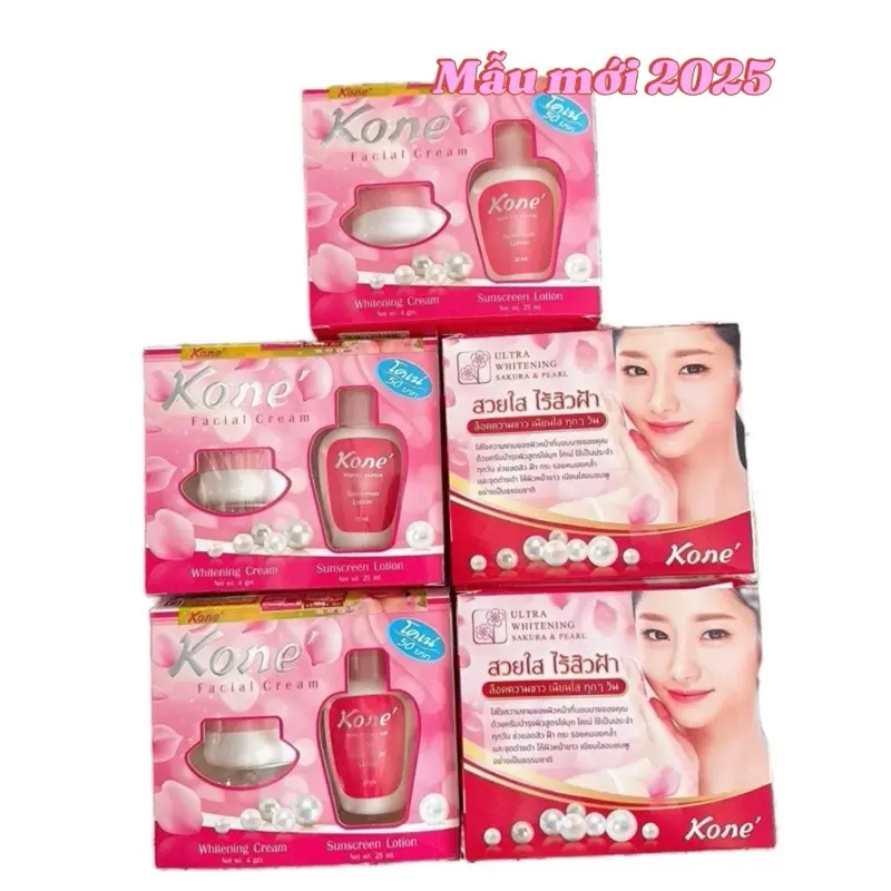 [combo 5 hộp] kem dưỡng da, hổ trợ da mụn, thâm sạm nám tàn nhang, Kone Thái Lan (1 sét gồm 1 kem dưỡng + 1 chai nước) 1