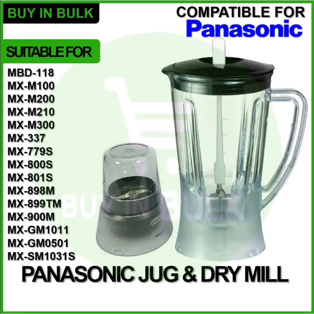 【REFUND IF DAMAGE】PANASONIC Blender Jug 1.5L & Dry Mill For MX-M100 MX-M200 MX-M210 MX-M300 MX-337 MX-799S MX-800S MX-801S