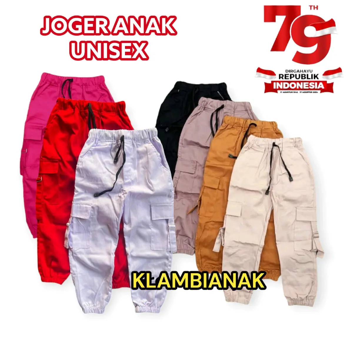 Special Kemerdekaan Celana Cargo Panjang Anak Perempuan joger 1-13tahun merah