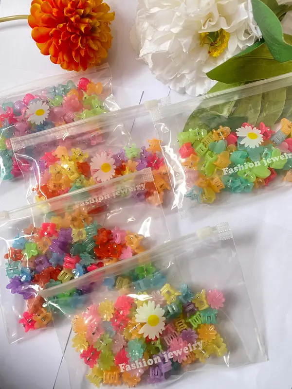 MJ-50PCS FREE POUCH JEPITAN JEPIT RAMBUT KECIL BENTUK BUNGA - AKSESORIS JEPIT RAMBUT ANAK 5