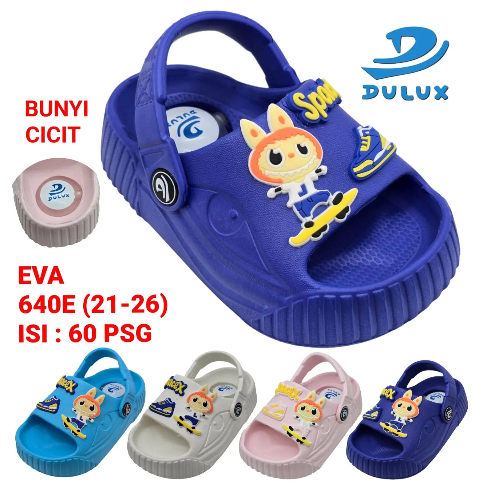 Sandal DULUX Labubu Bunyi Cicit 640E / 641E Ukuran 21-26 - Fashion Sepatu
