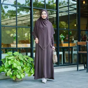 Megga id Abaya Cargo Polos Set Pasmina Jubah Wanita Gamis Muslim Glam Black Elegant Beige Abayas Dress Hitam Basic